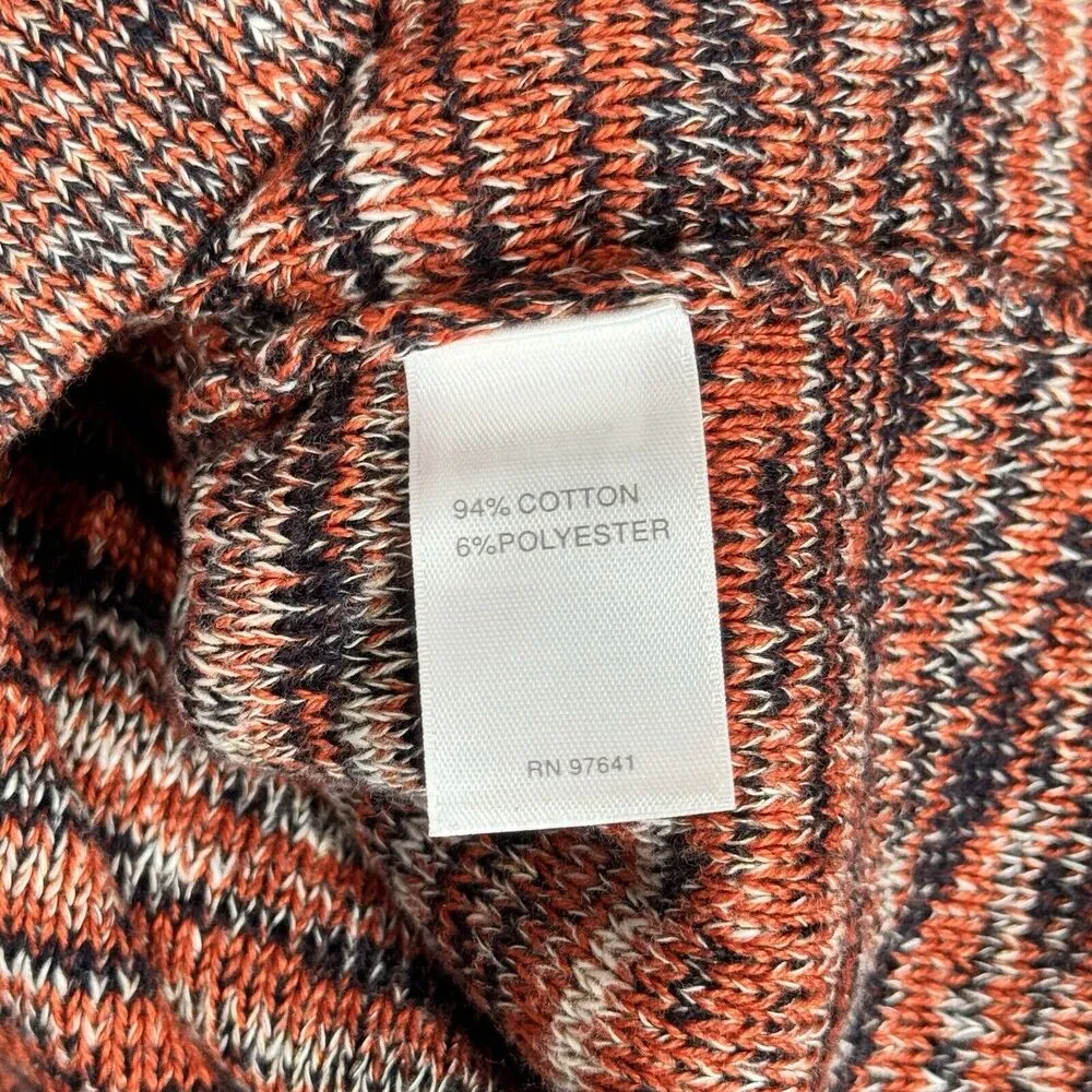 J Jill Sweater Women Medium Petite Orange Black Marled Oversized Bohemian Preppy - Image 7