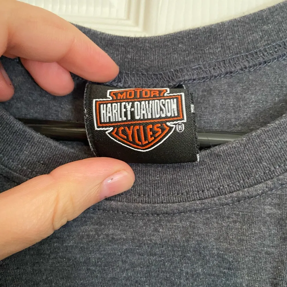 Harley Davidson Motor Women's LG graphic Fitted shirt Nashville TN Grey Blue - Image 3