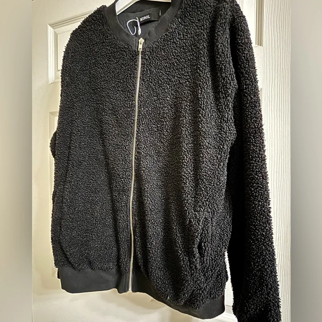 Black Sherpa bomber jacket Size L - Image 2