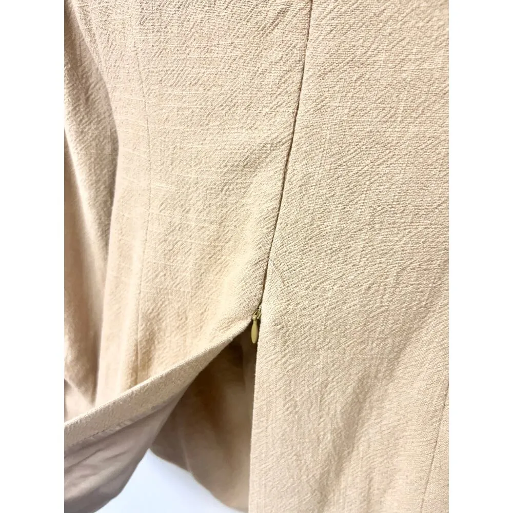 NWT L'Academie Emmy Twist Front Waist Cut-Out Padded Shoulder Blazer Tan Small - Image 8