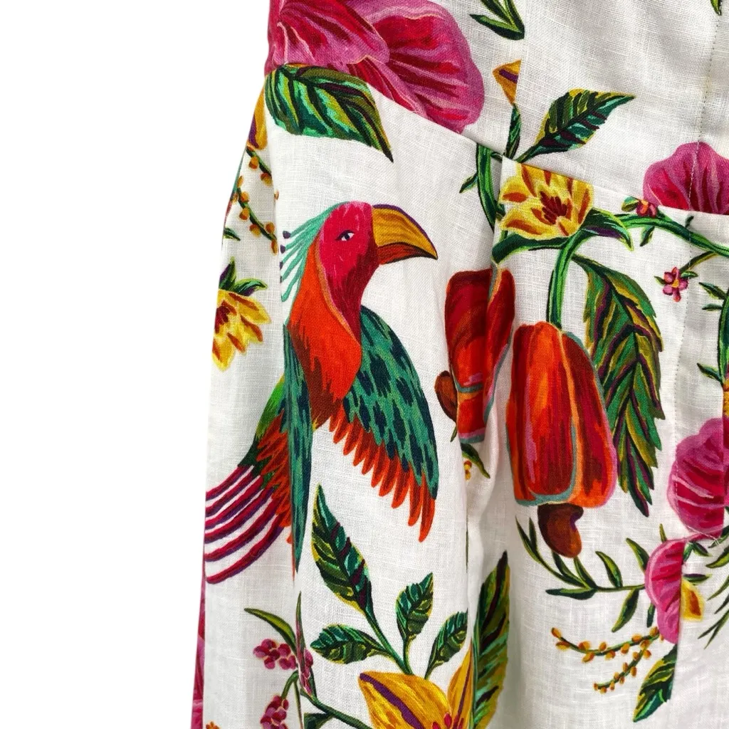 Farm Rio Toucans Garden Linen Halter Jumpsuit Size XL - Image 5