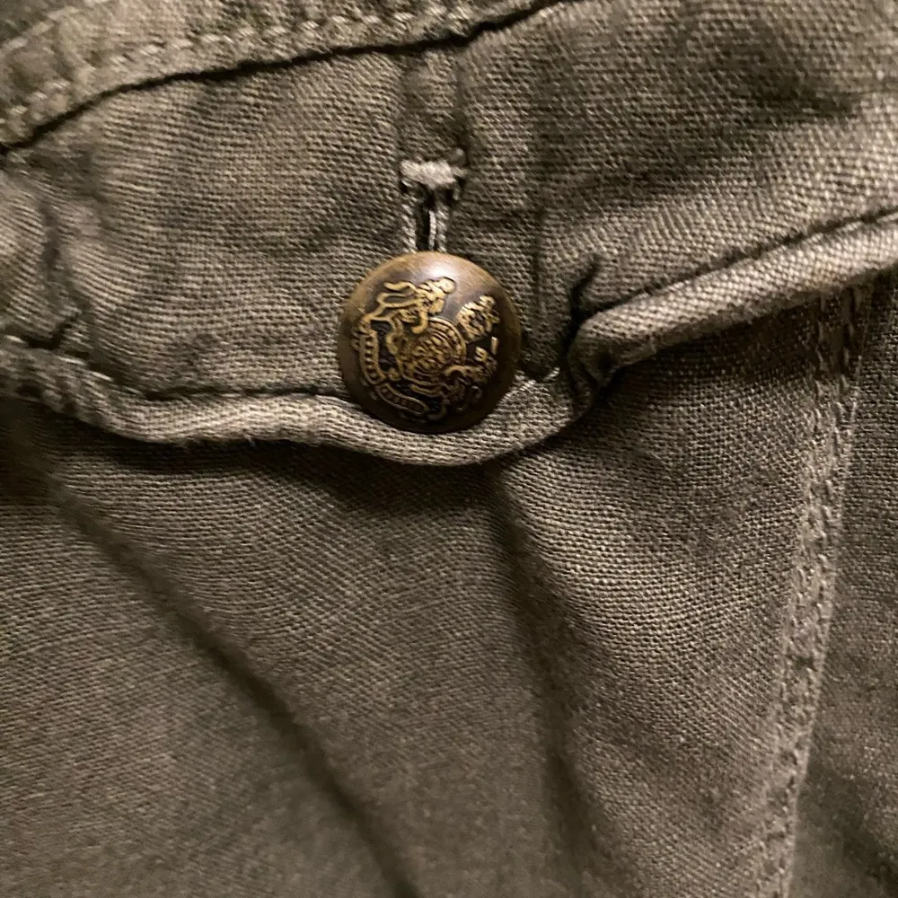 Free People Emilia Military Style Belted Lace Trim Jacket XS In Bitter Olive - Image 6