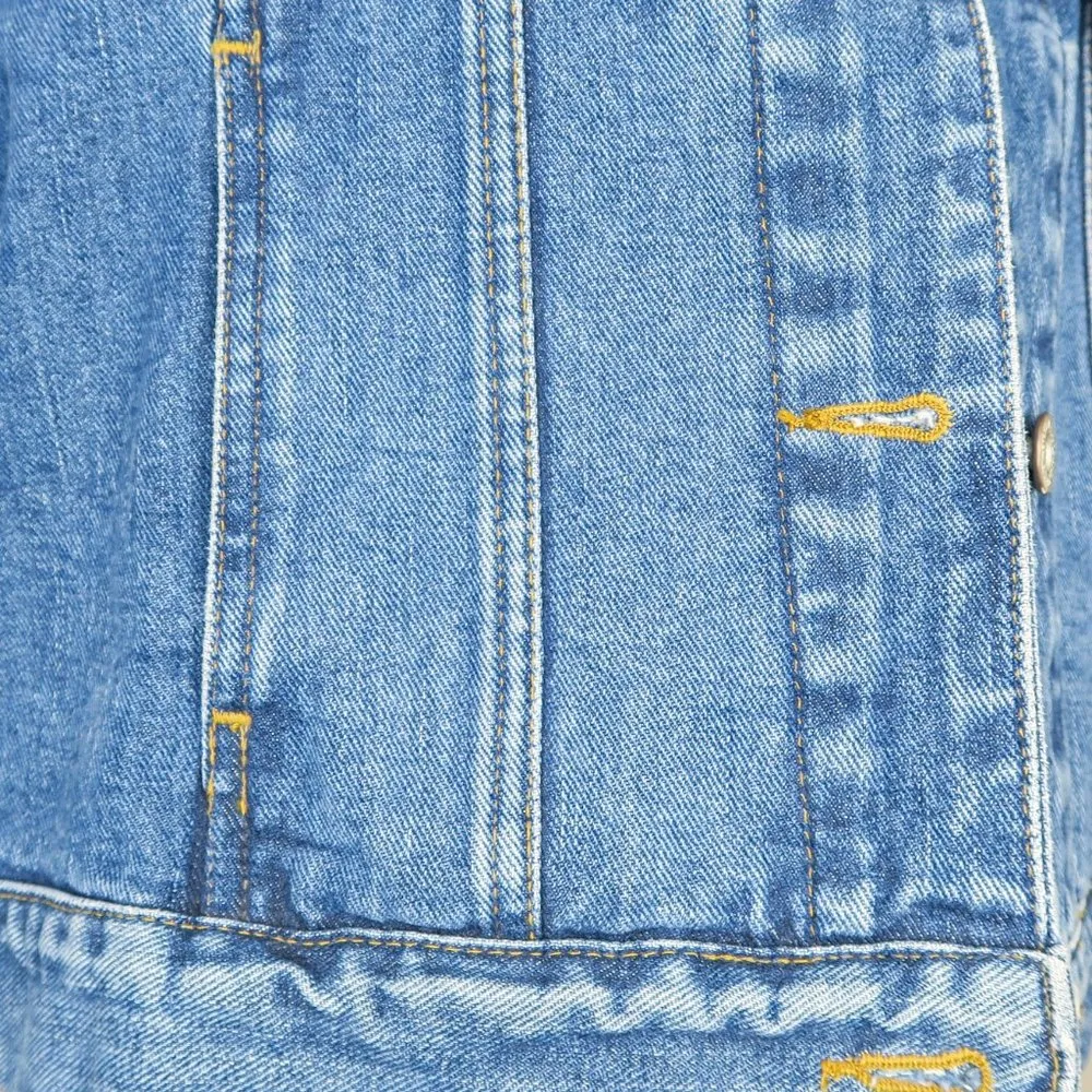 Vintage 90s Eddie Bauer Denim Jacket - Dark Blue Jean Trucker Jacket - Image 7