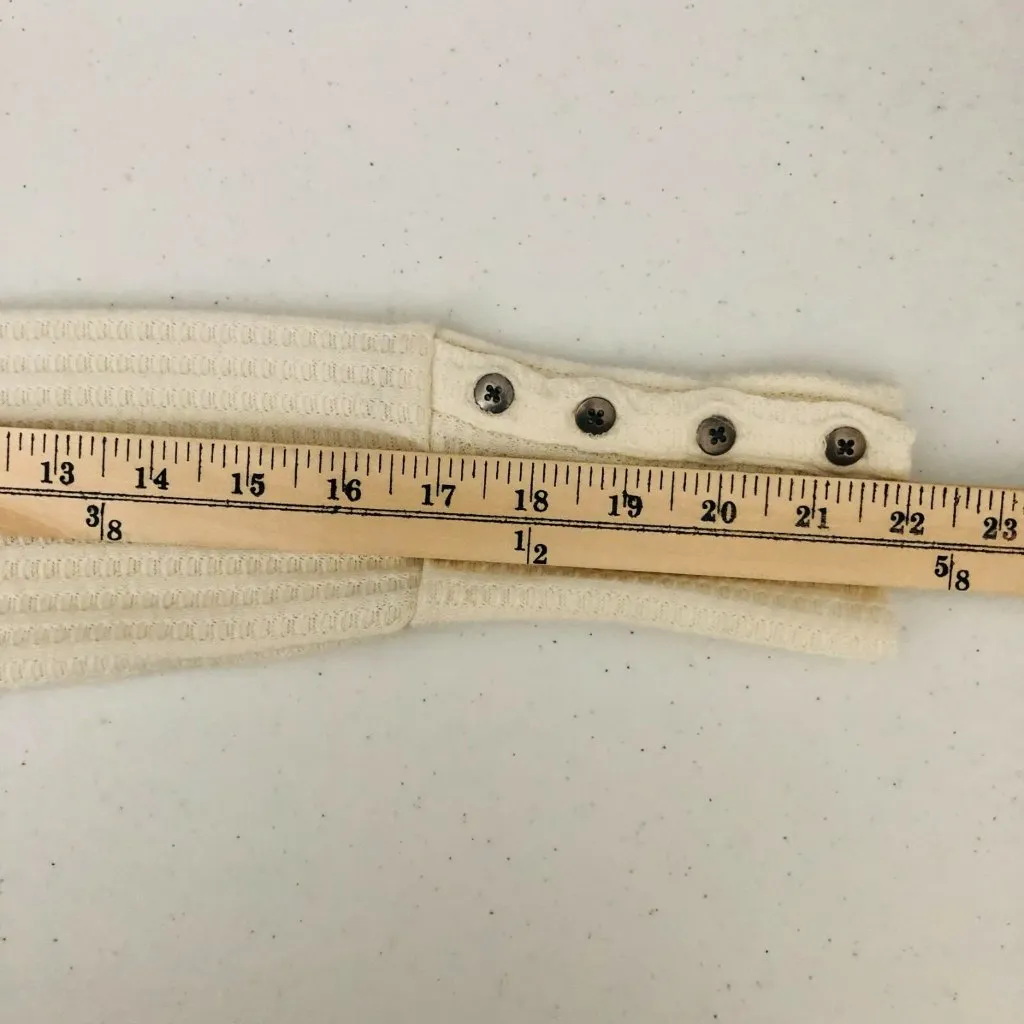 Chaser Womens Thermal Sweater Top Ivory Long Sleeve Button Cuff Ribbed S - Image 6