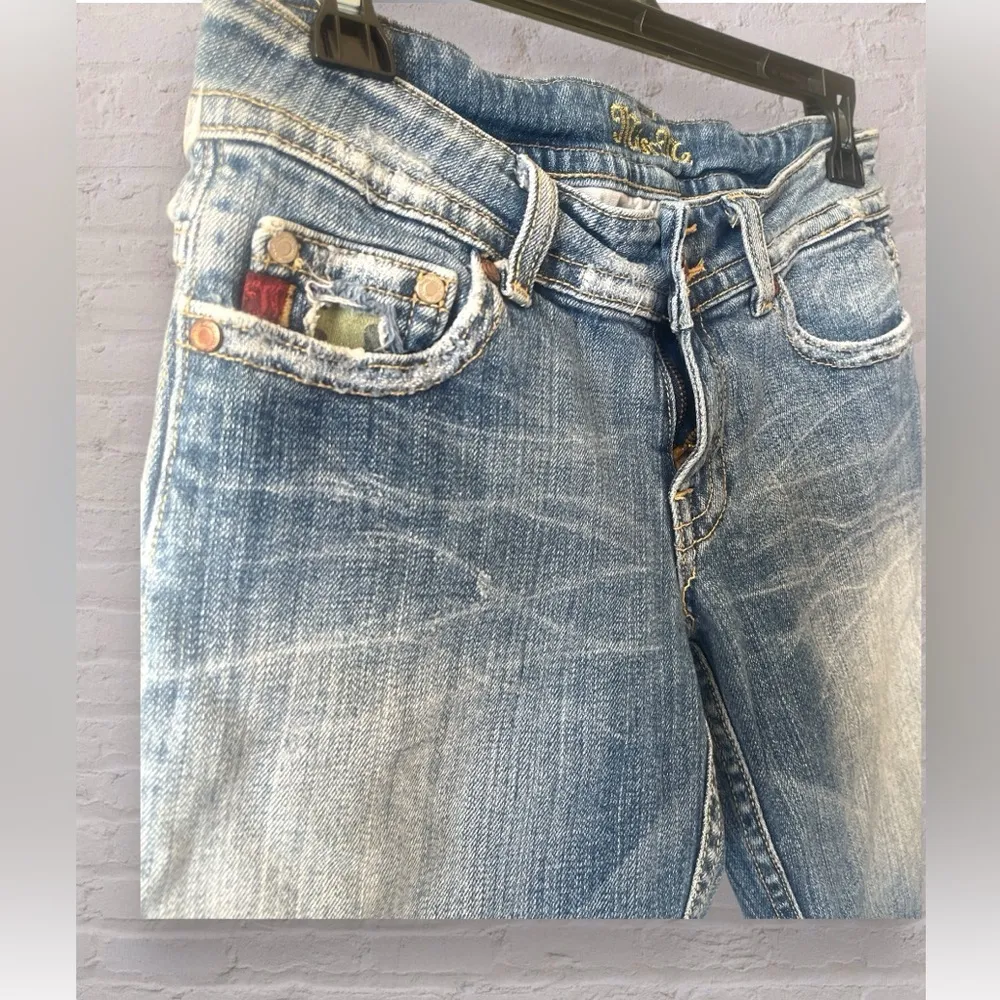 Miss Me Distressed Camo Rhinestone Embellished Bermuda Denim Jean Shorts sz 27 - Image 2