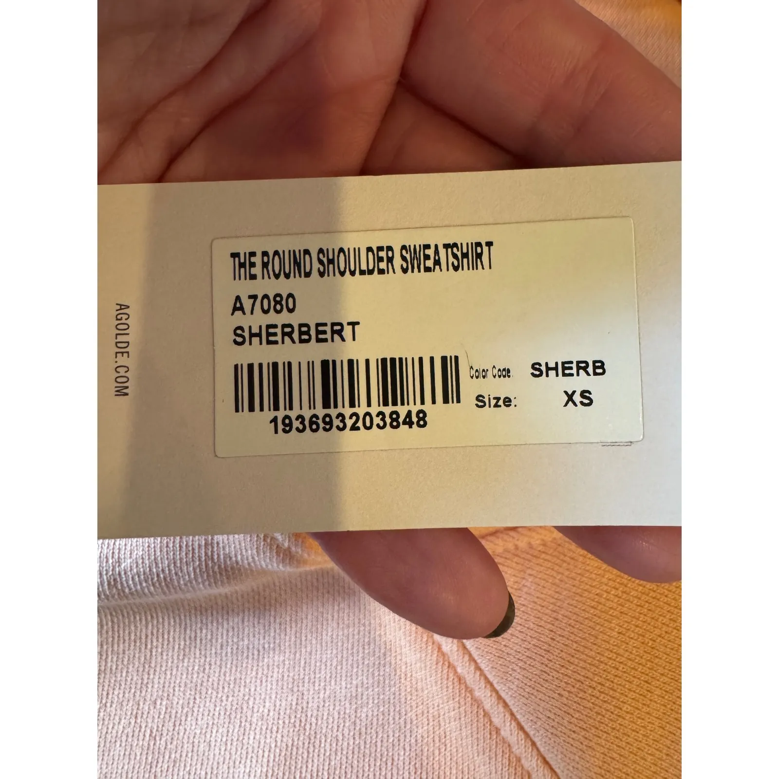 AGOLDE Sweatshirt‎ Women XS Orange Sherbert The Round Shoulder Athleisure NWT - Image 11