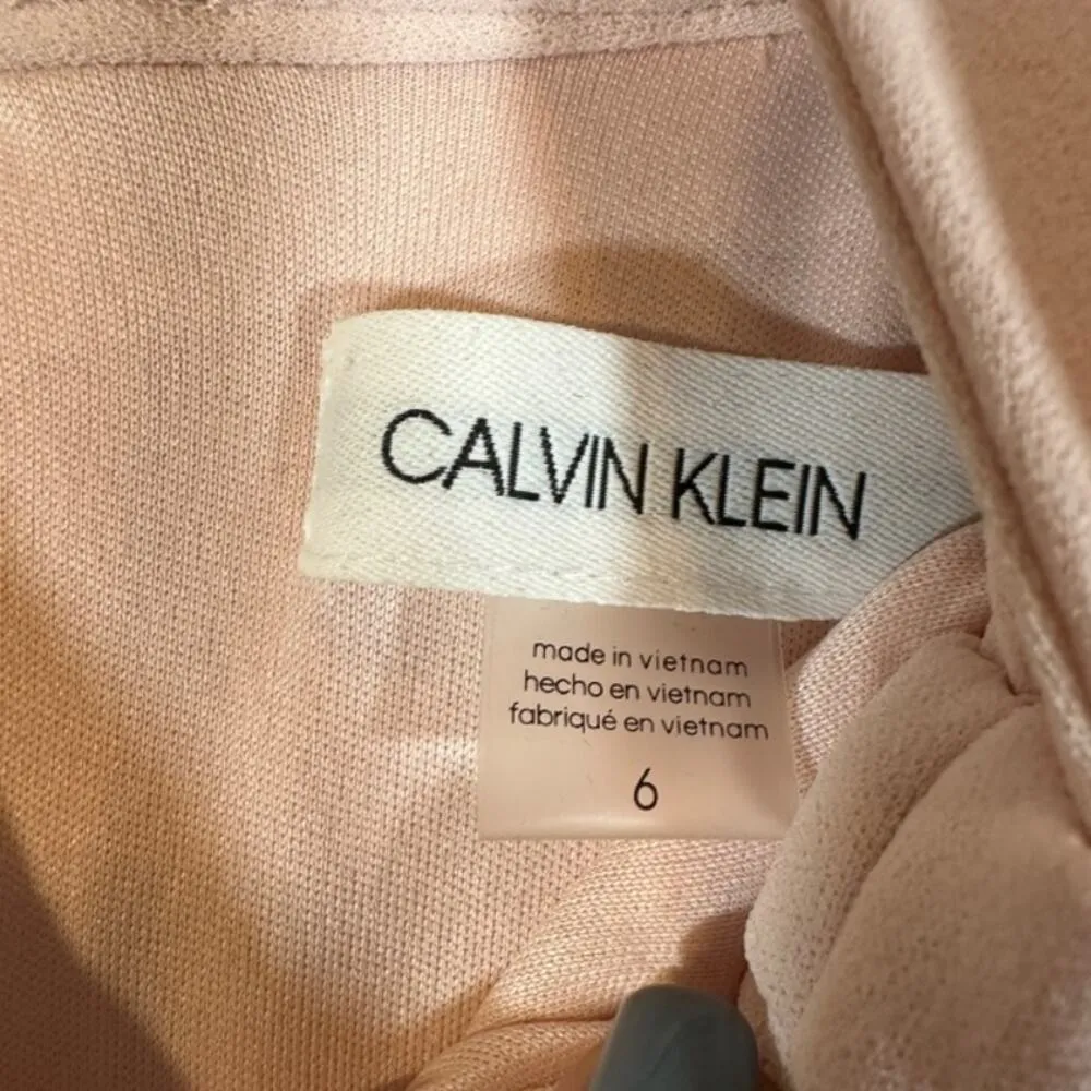 Calvin Klein Pink Mock Neck Bow Detail Fitted Retro Sheath Dress Women Sz 6 - Image 8