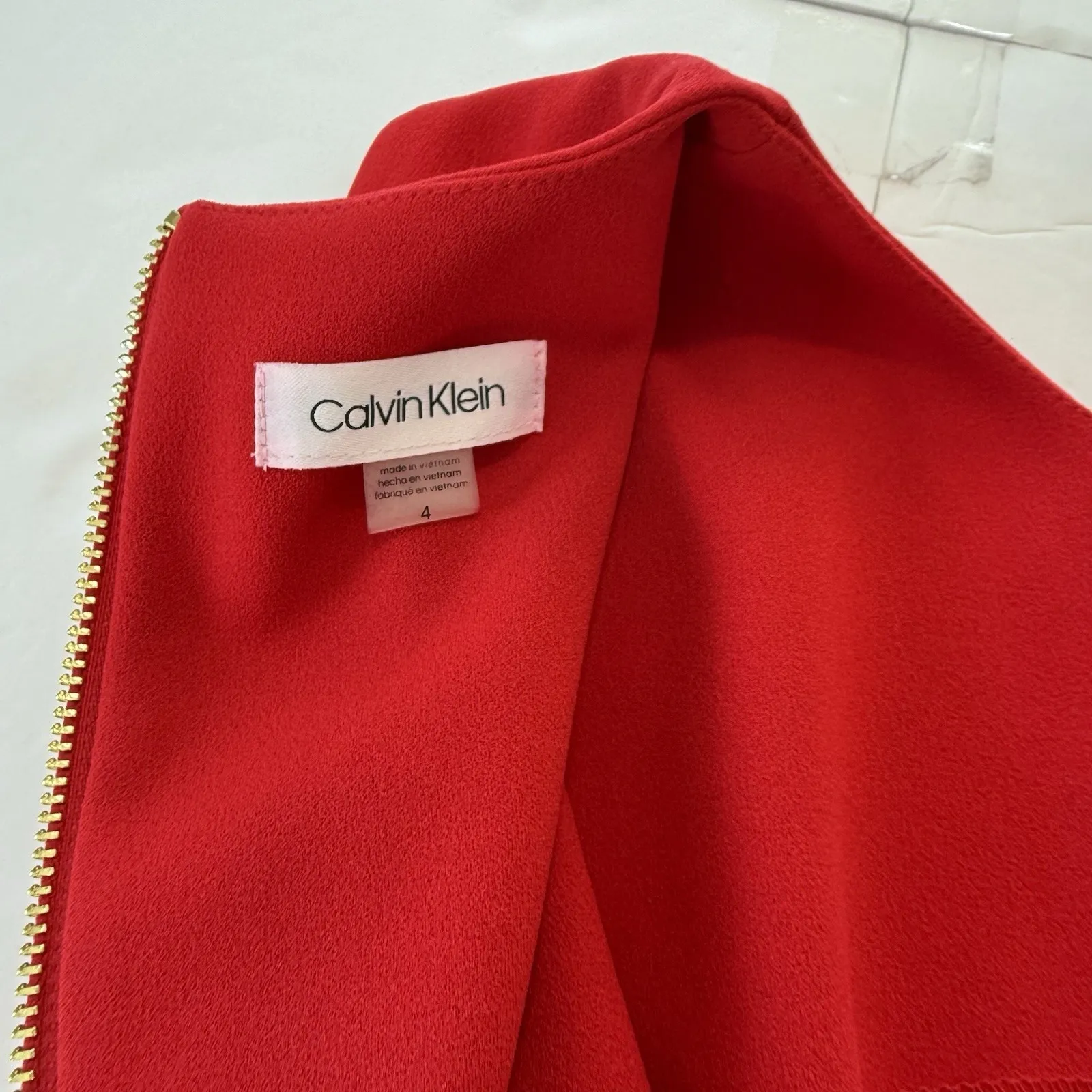 Calvin Klein Red Sleeveless Stretch Crepe Sleeveless‎ Sheath Dress Size 4 - Image 10