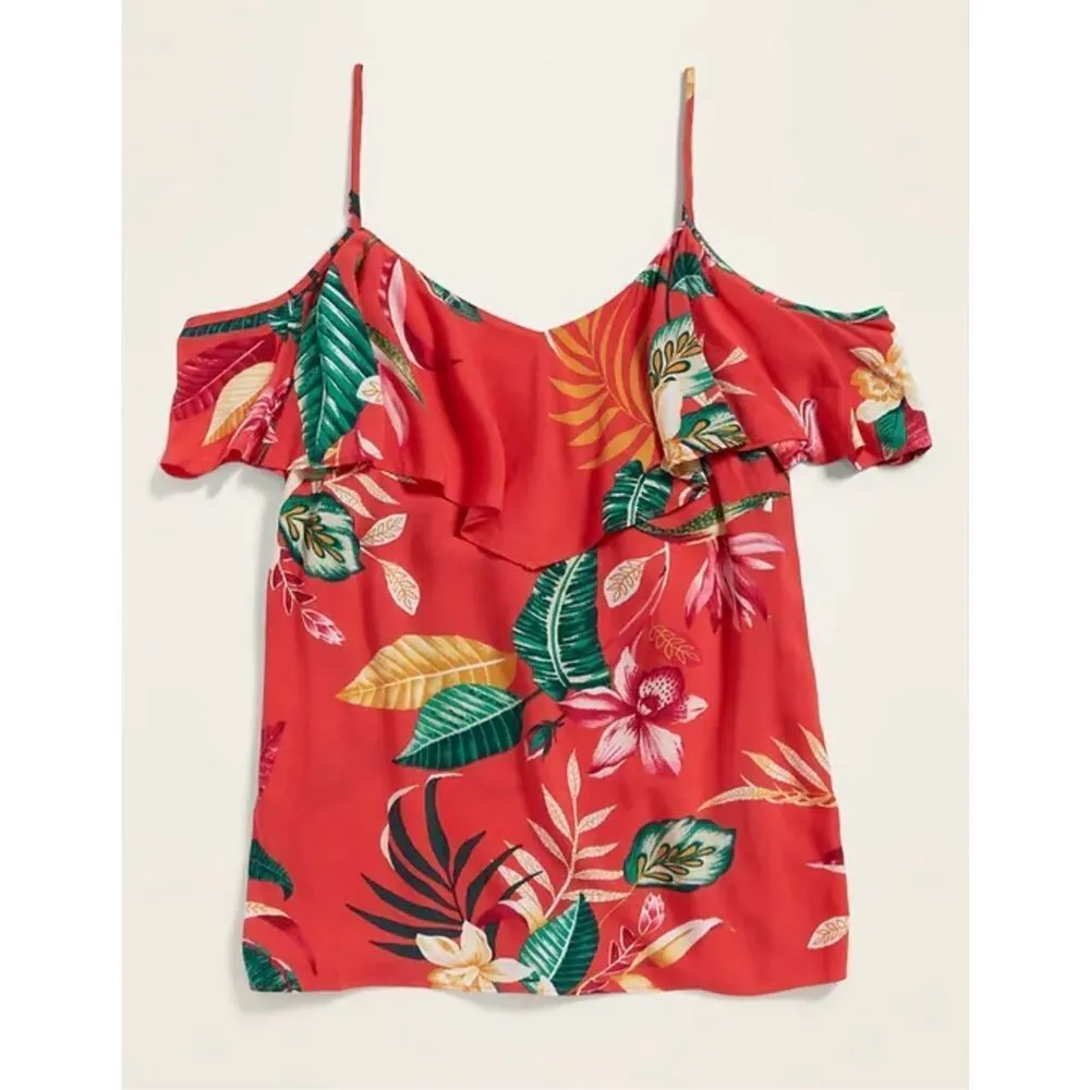 NWT Womens Old Navy Soft-Woven Ruffled Cold-Shoulder Cami Tank Top - Sz S - Image 2