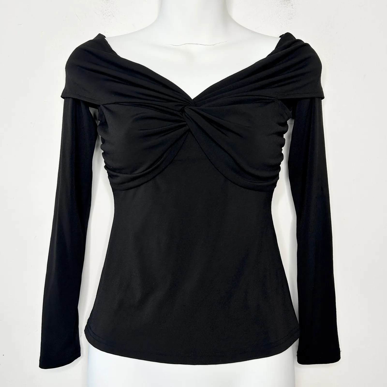 PRABAL GURUNG Top Womens Size XS Off Shoulder Classic Chic Holiday Event Party Black - Image 3