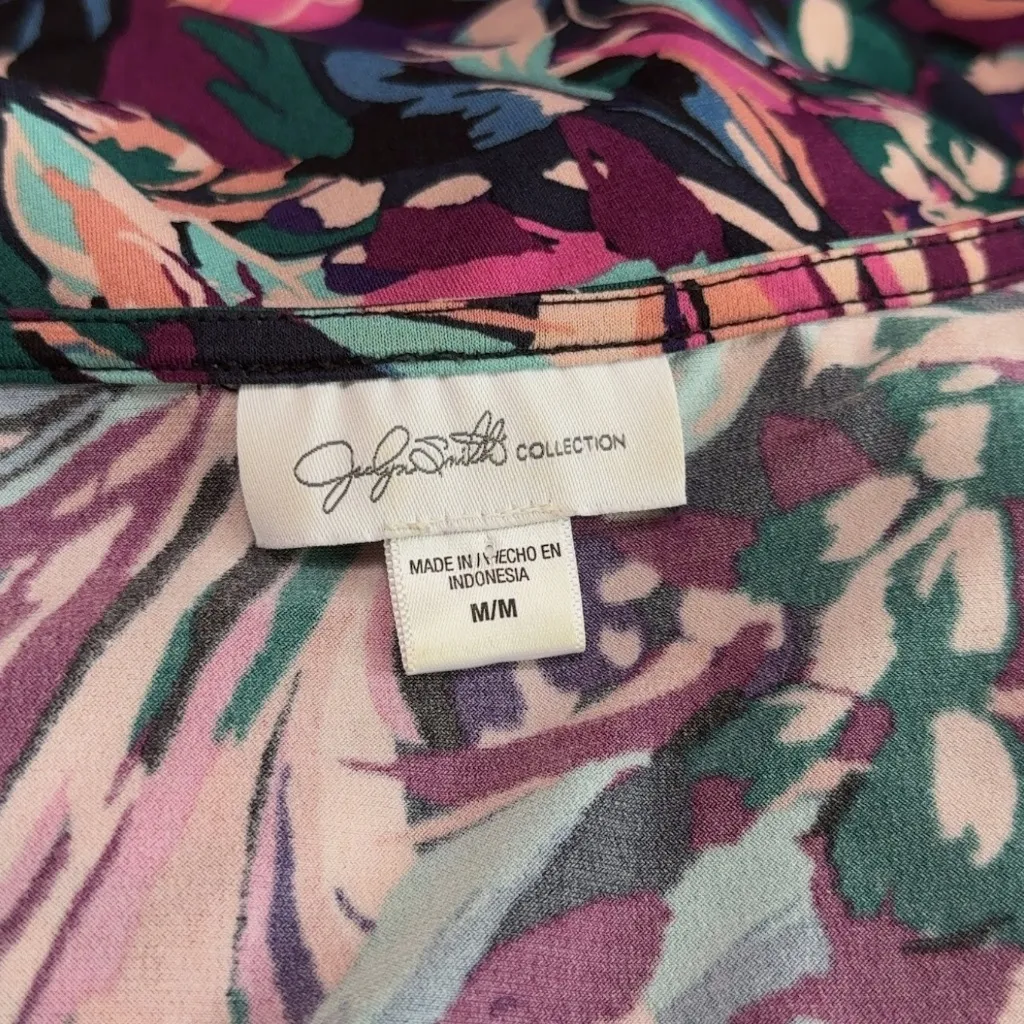 Jaclyn Smith  Collection Women's Multicolor Printed Wrap Blouse Top Size M - Image 5