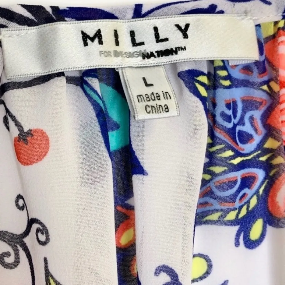 Milly  For DesignNation Colorful Sheer Tunic Blouse - Image 4
