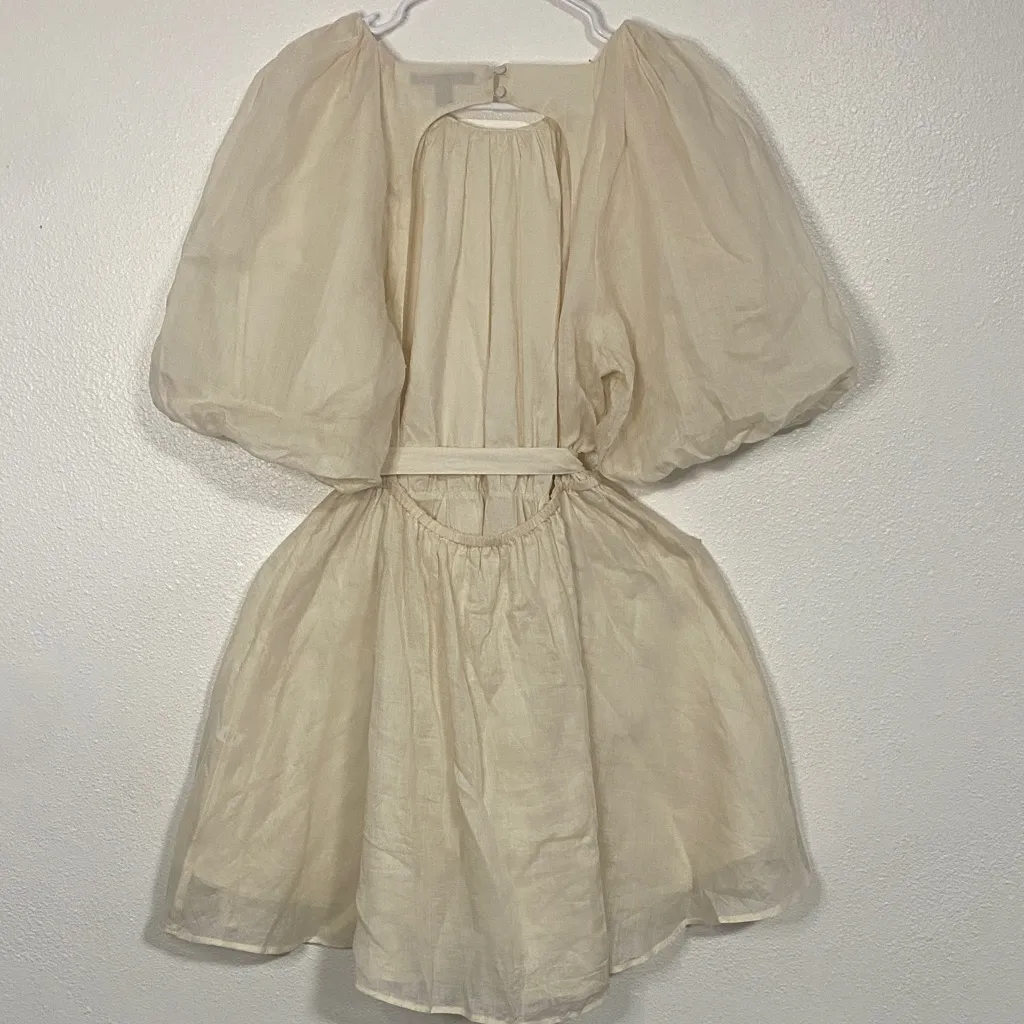 Banana Republic Light Beige Puff Sleeve Dress - Image 3