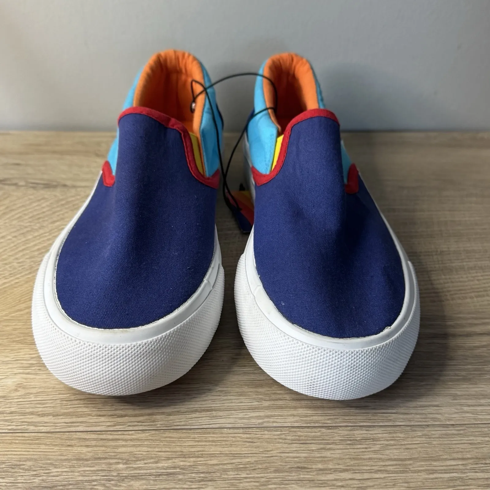 Aldi Gear Shoes Womens 8 Canvas Slip On Sneakers Flats Multicolor Comfort Casual Blue - Image 4