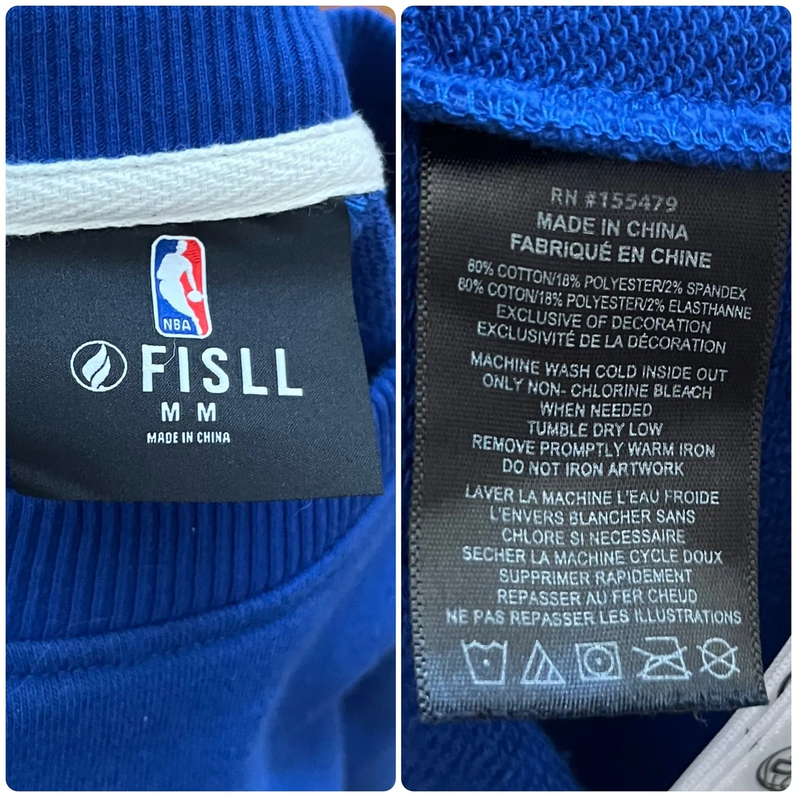 FISLL Knicks Graphic Long Sleeves Pullover Crop Knit Sweater Medium Blue - Image 11