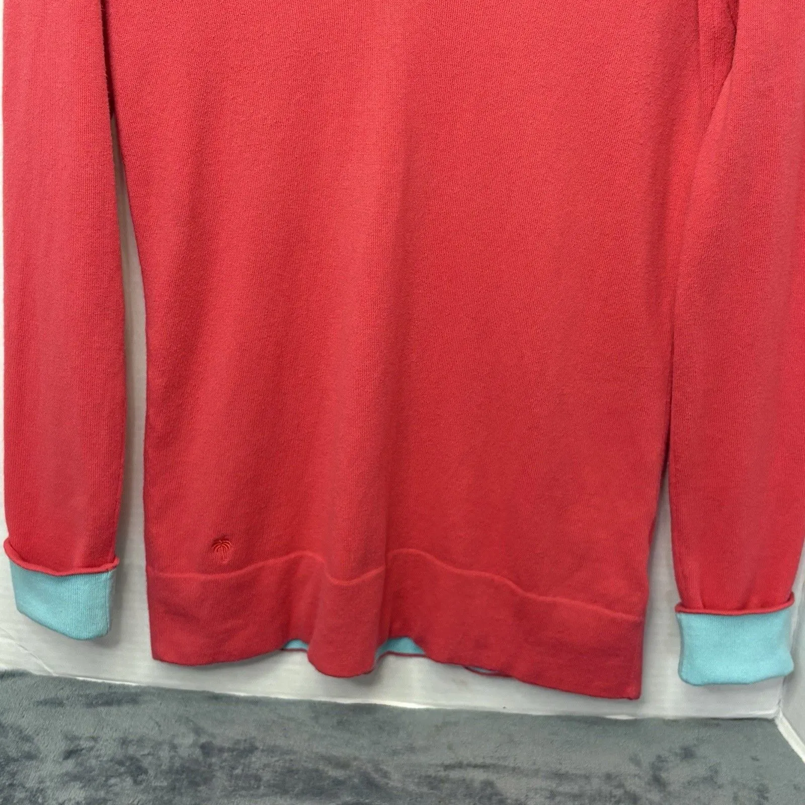 Lilly Pulitzer  Pull Over Cotton-Blend V-Neck Pink/ Blue Sweater Large EUC - Image 3