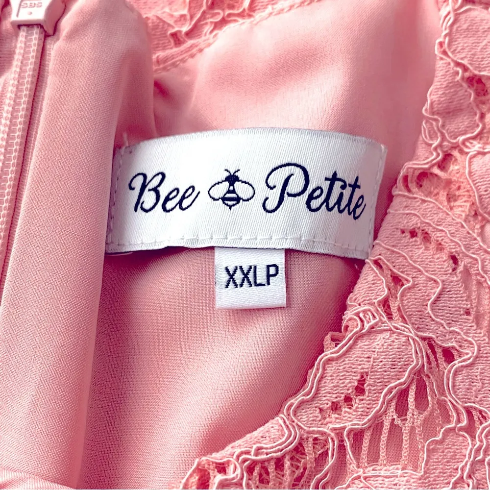 Bee Petite Pink Pastel Floral Lace Long Sleeve Mid Dress. Size undefined - Image 8