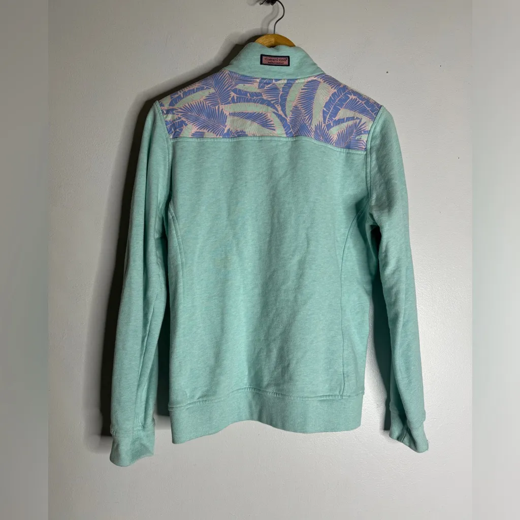 Vineyard Vines Pullover Size‎ Medium Teal Classic Island Palms Floral Shep CP - Image 2