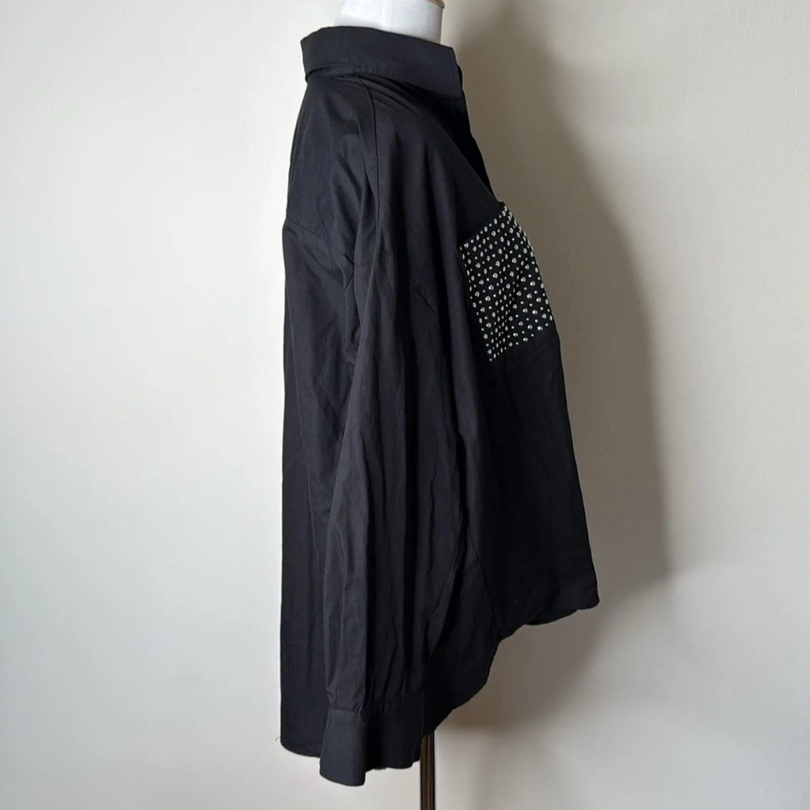 Zara Black Metal Studded Hi Low Button Down - Image 5