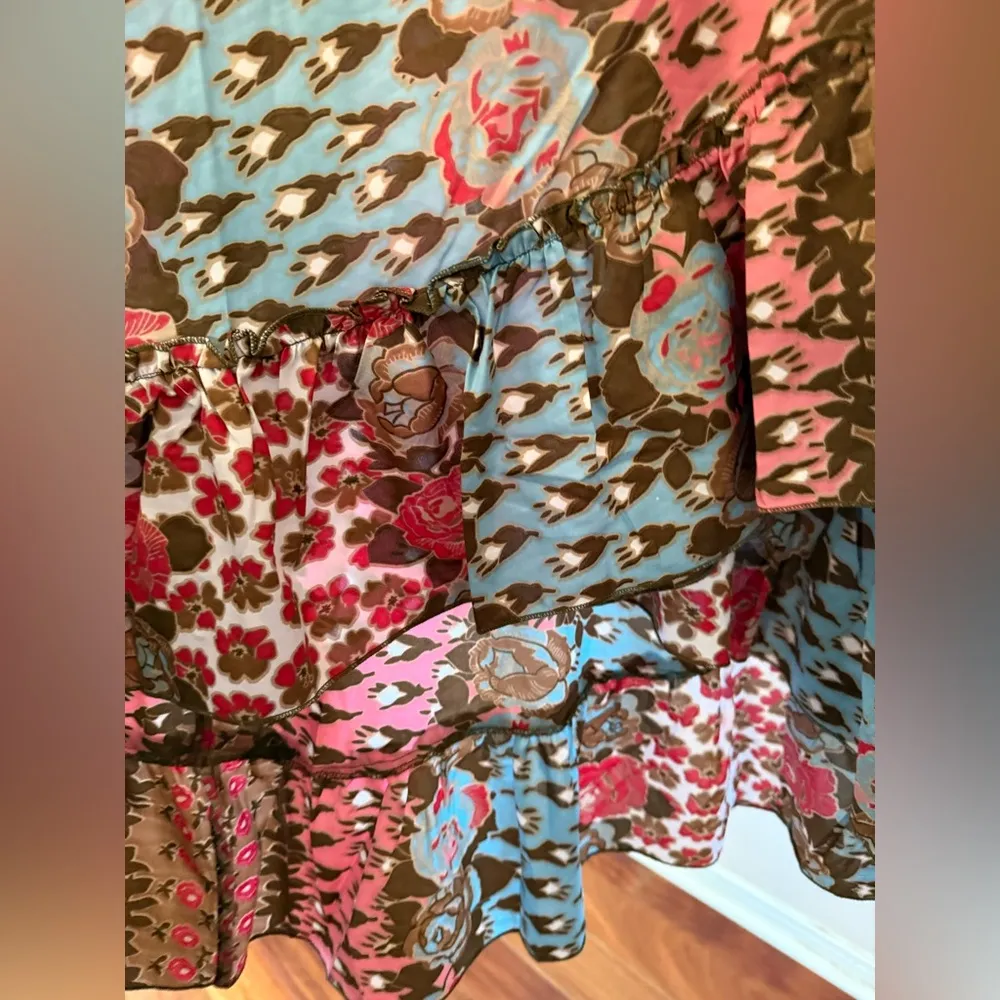 Urban Nomad Boho Maxi High Low Dress Floral Pattern Straps Sleeveless Women L/XL Orange Size L - Image 3