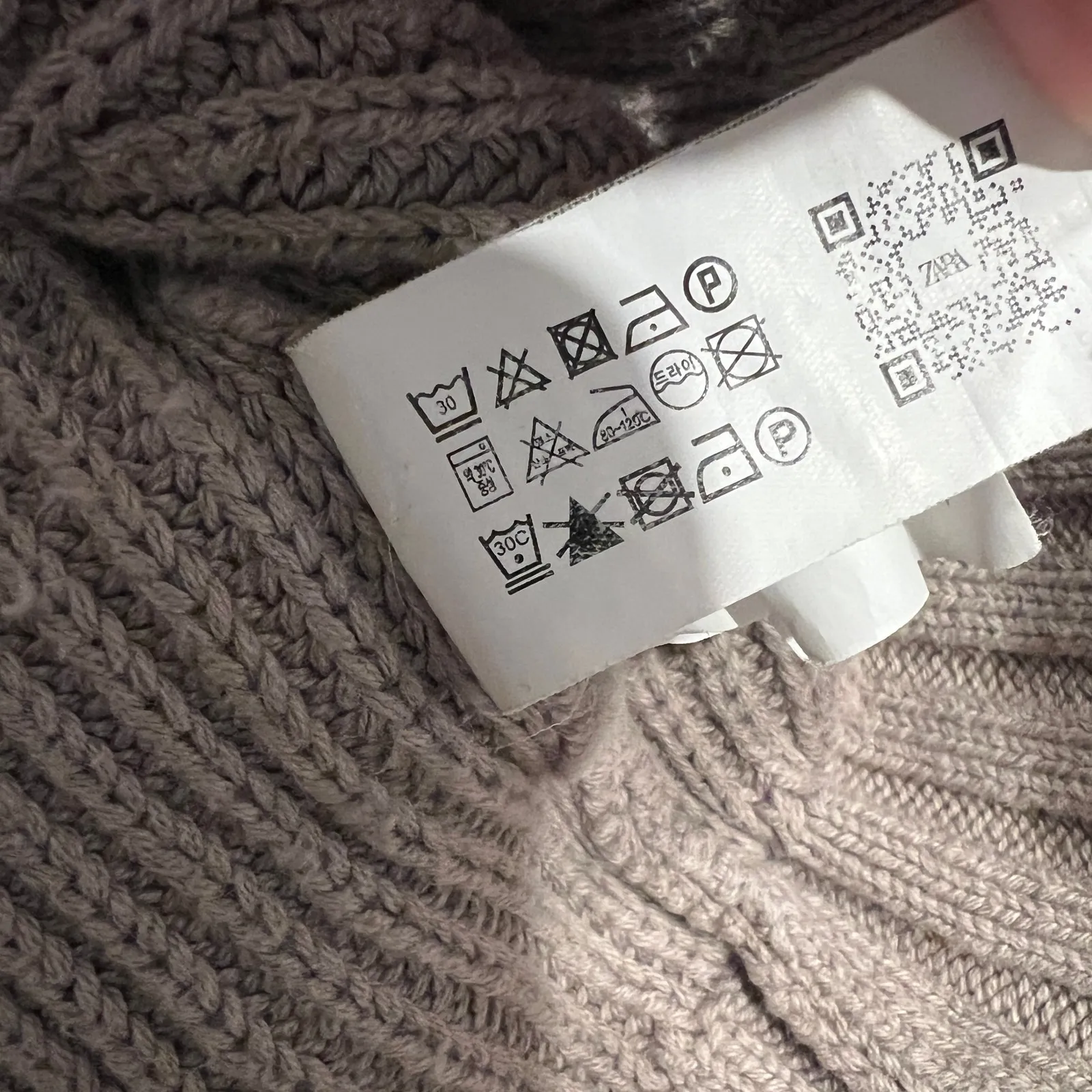 Zara Crewneck Taupe Gray Knit Sweater Oversized Size L Women - Image 4