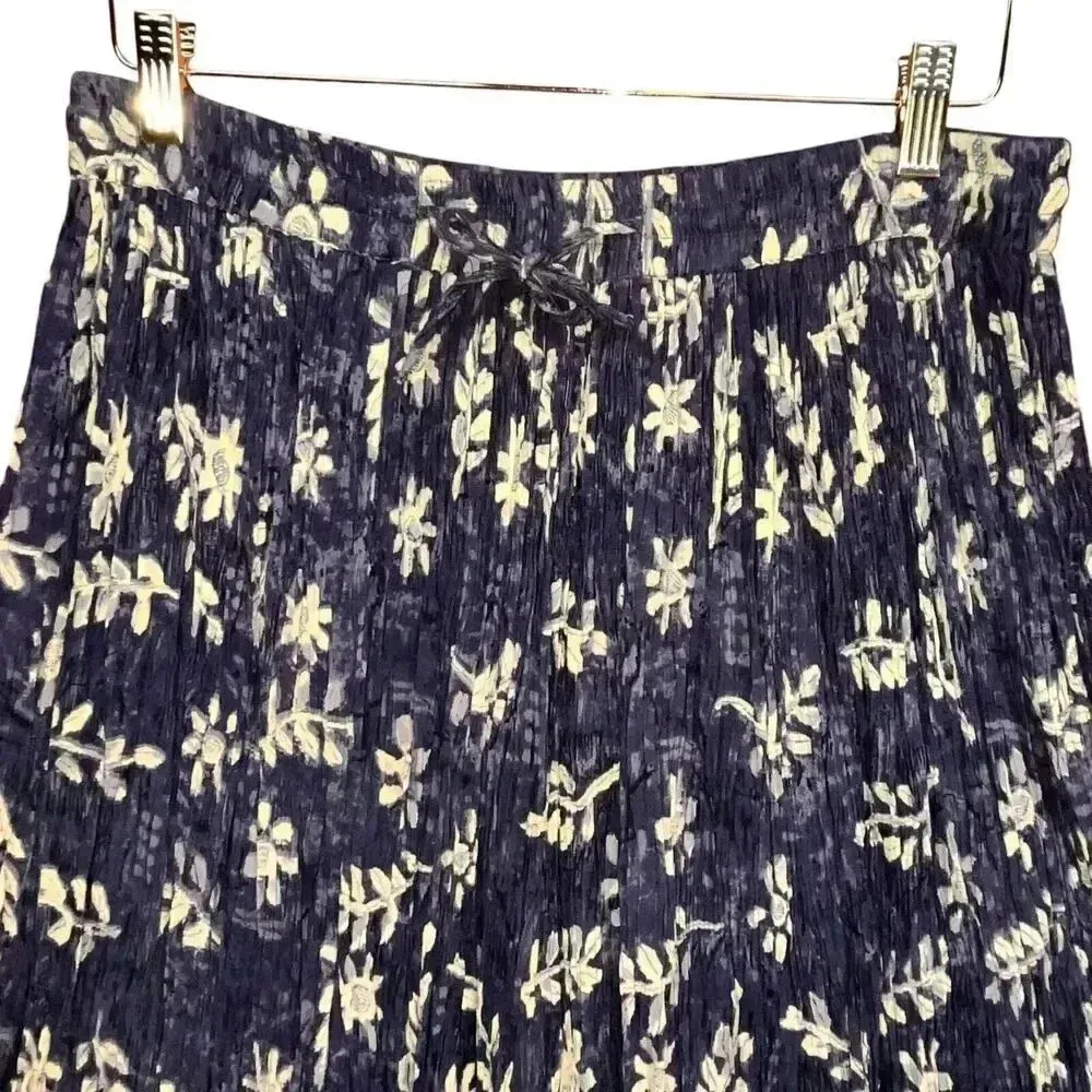 Orvis Vintage Womens Blue White Floral Rayon Short Sleeve Blouse & Skirt Size XL - Image 6
