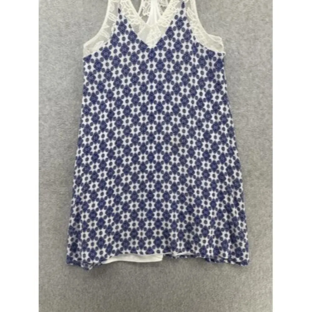 Paper Crane Women's Pull On Dress Sleeveless Coverup One Size Blue Lace Trim - Image 10