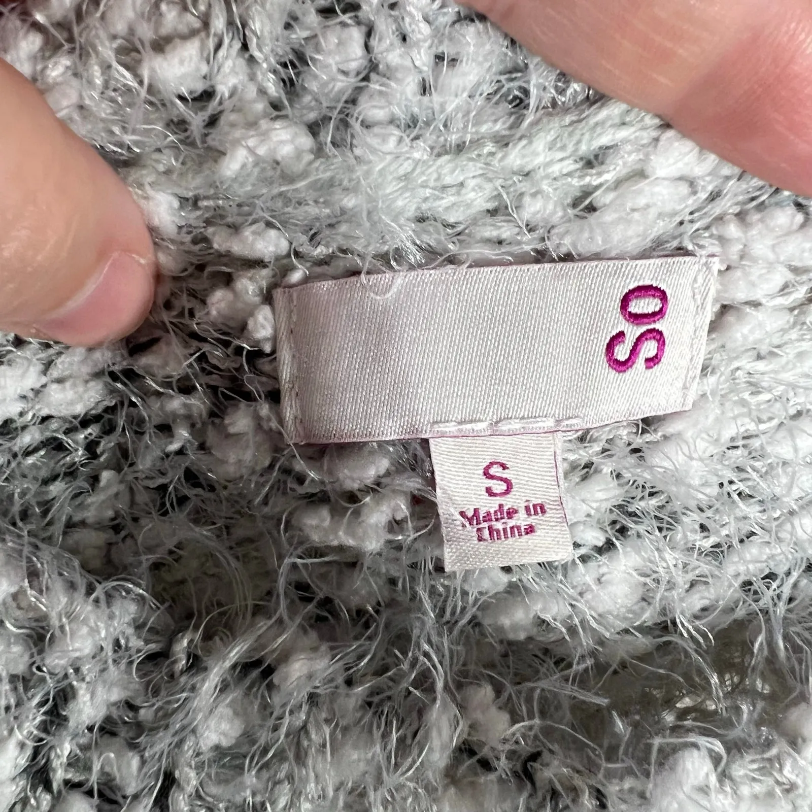 SO Womens Fuzzy Sweater Pullover Soft Stretchy Long Sleeve Lightweight Gray Smal - Image 6