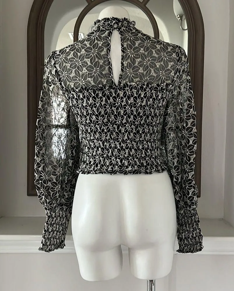 En Saison Embroidered Mock Neck Top, Size S NEW - Image 8