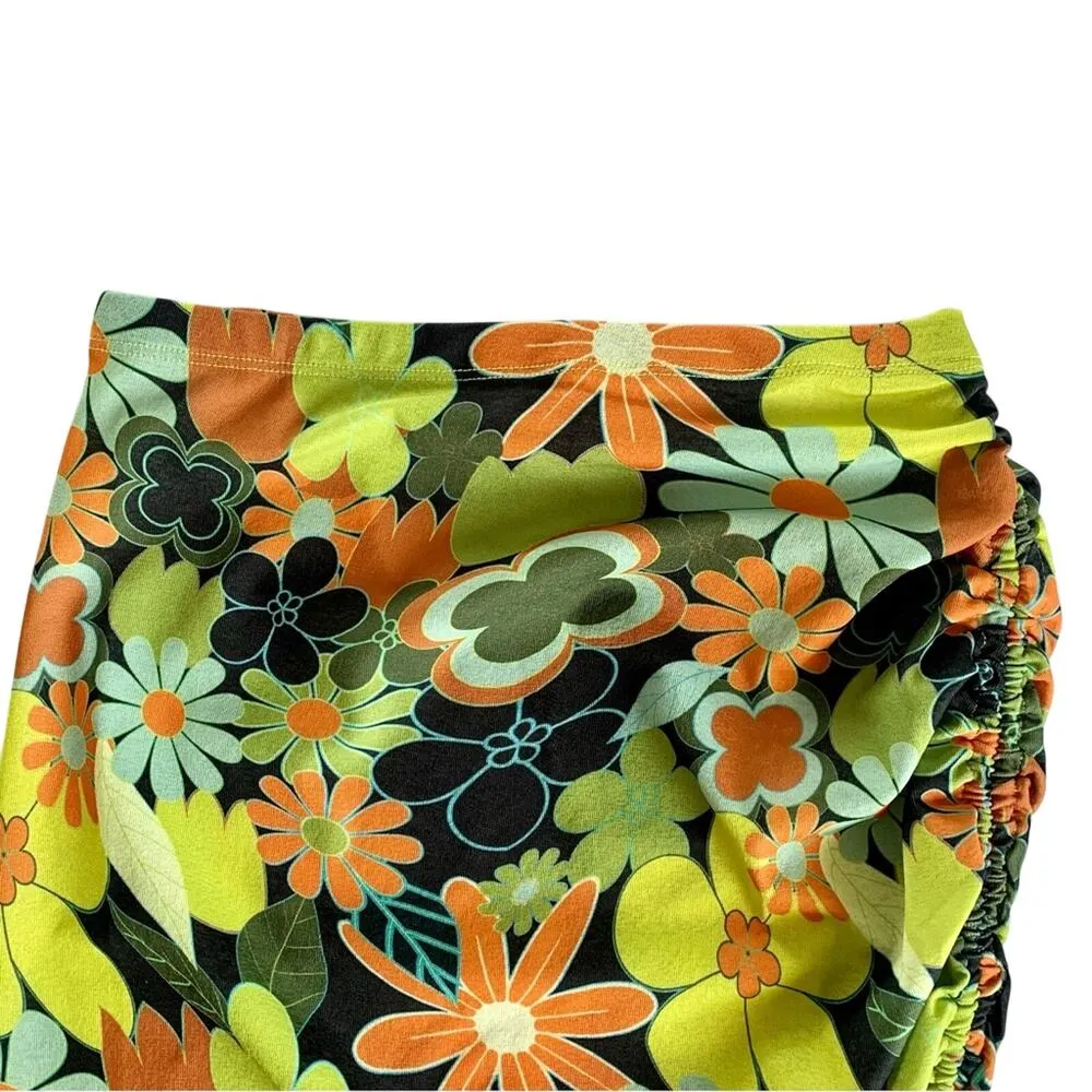 Nasty Gal Green Multicolor Y2K Floral Print Ruched Side Bodycon Mini Skirt Sz 4 - Image 5