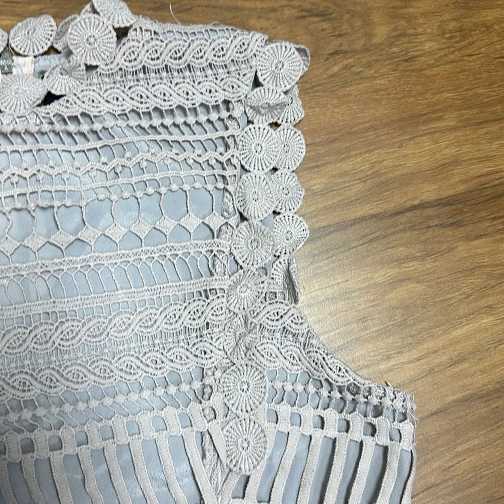 Design Lab Lord & Taylor Lace Crop Top Mauve Tan Women’s Sz L Size L - Image 3