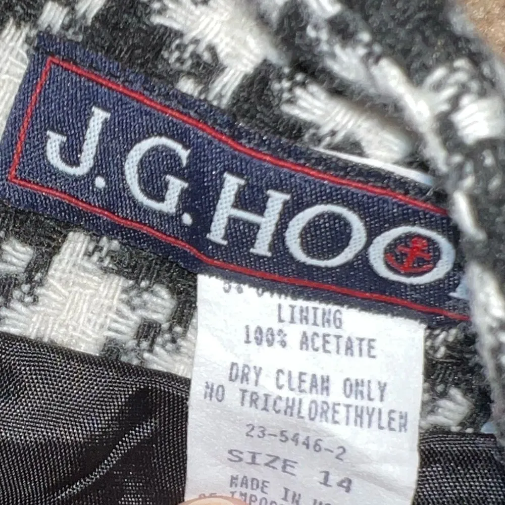 J G Hook black and white checkered pencil skirt Black Size 14 - Image 4