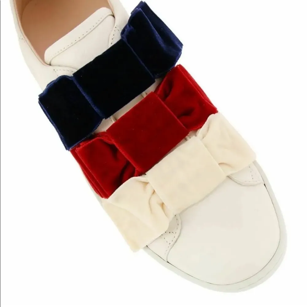Gucci New Ace 524989 Leather & Velvet Bow Slip-on Bee Women Sneakers Size 35 - Image 8