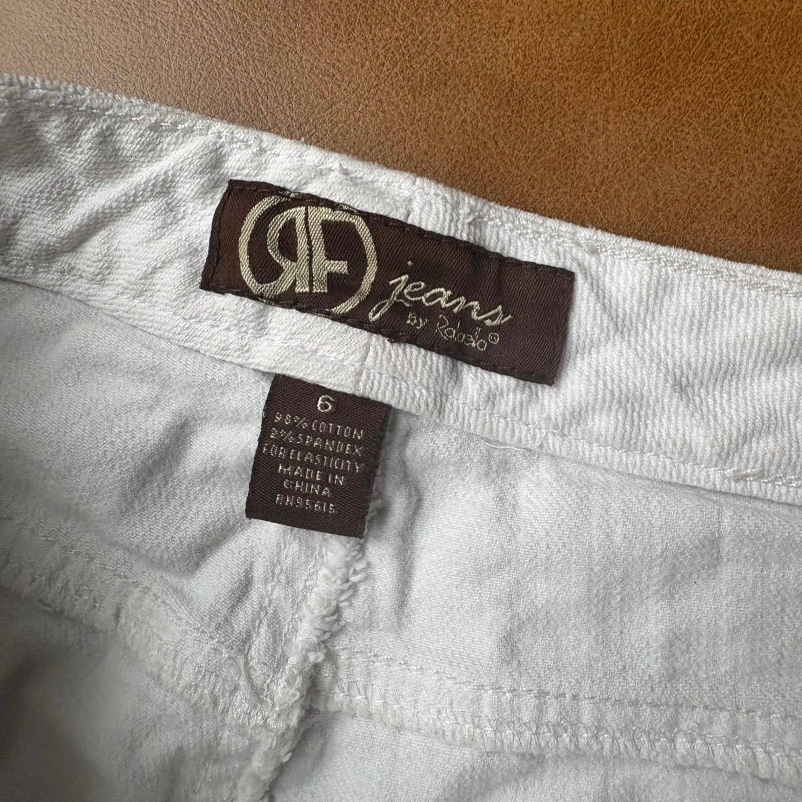 RF Jeans by Rolusio White Flare Jeans Size 6 Cotton Blend Stretch Bootcut - Image 6