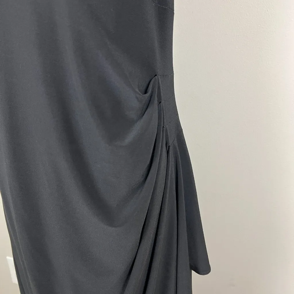 MSK Dress Womens 14 Black Cowl Neck Sheath Draped Waist Beaded Cap Sleeve‎ Knee - Image 7