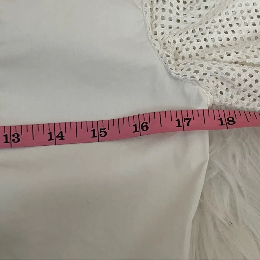 Akris Punto Cotton Stretch Cream Button Down Shirt Mesh Detail Sleeves S - Image 7