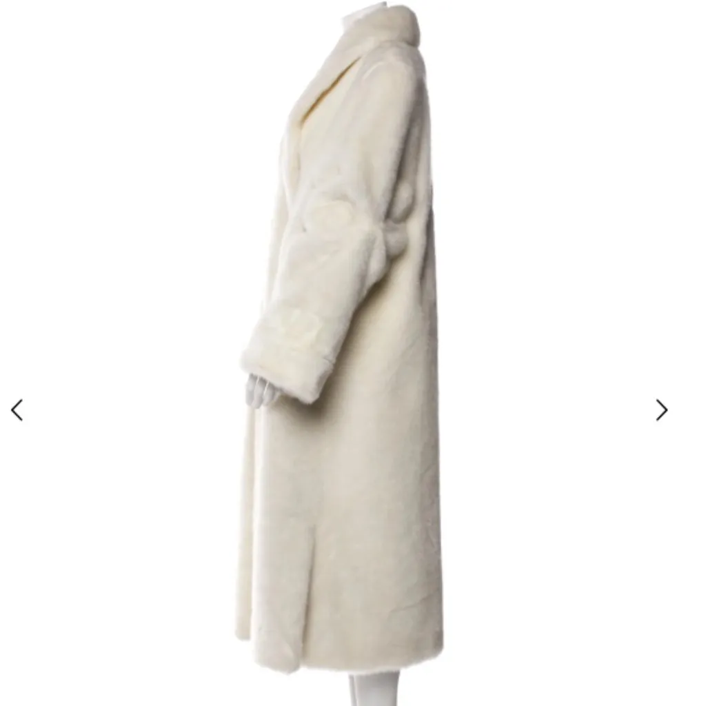 NWOT Dennis Basso White Faux Fur Coat Full Length sz Large - Image 3