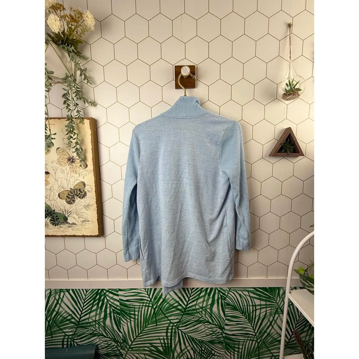 Haven Well Within Light Blue Cotton Open Front Cardigan - Image 3