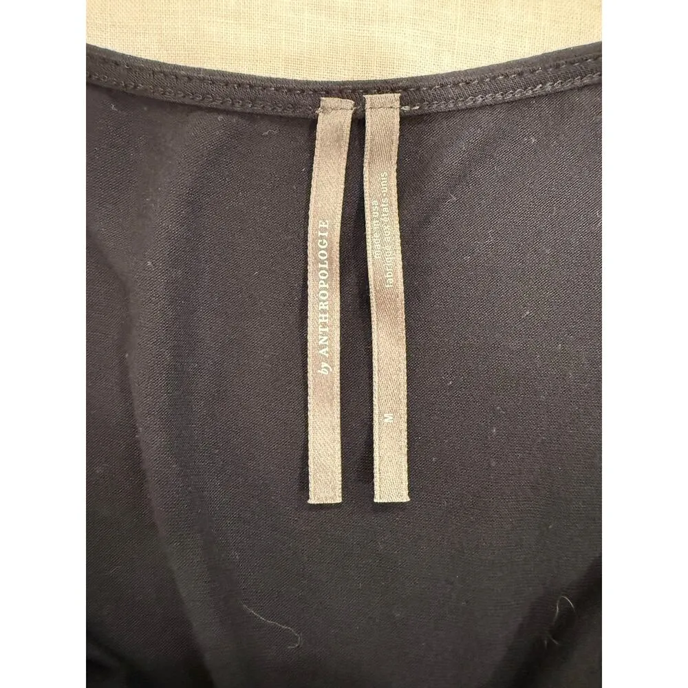 Anthropologie Long Sleeve Draped Cowl Neck Top Black Women's Size Medium - Image 4