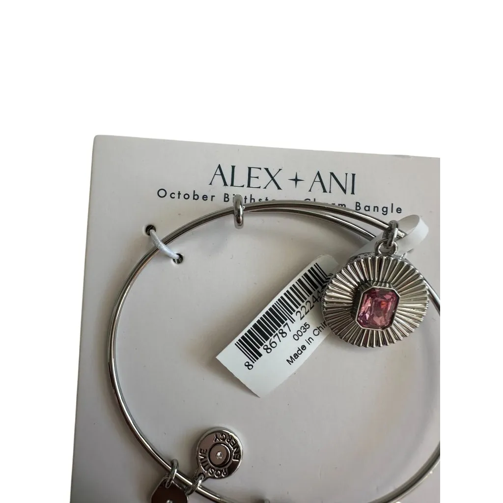 ALEX & ANI October Birthstone Bangle Bracelet NEW with tags Pink - Image 4