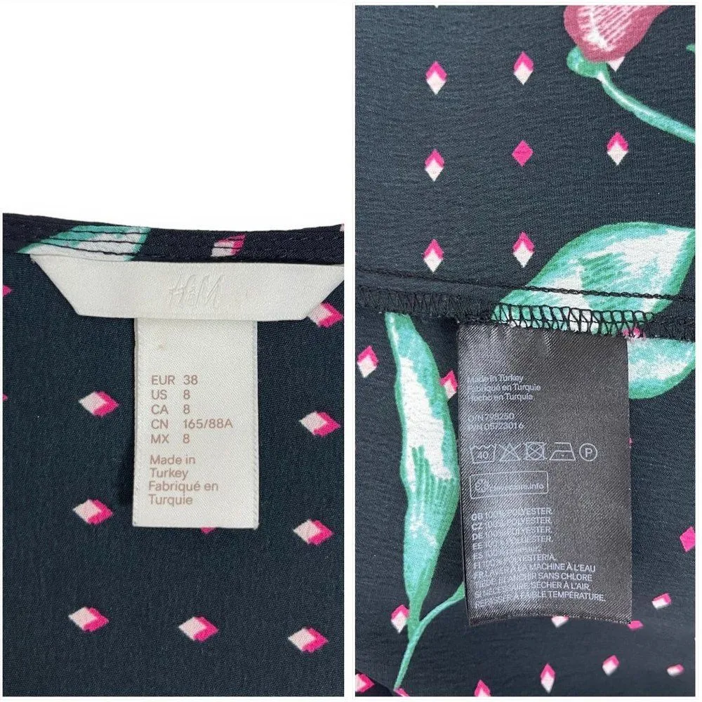 H&M Floral Dot Print Long Sleeve Midi Dress - 8 - Image 10