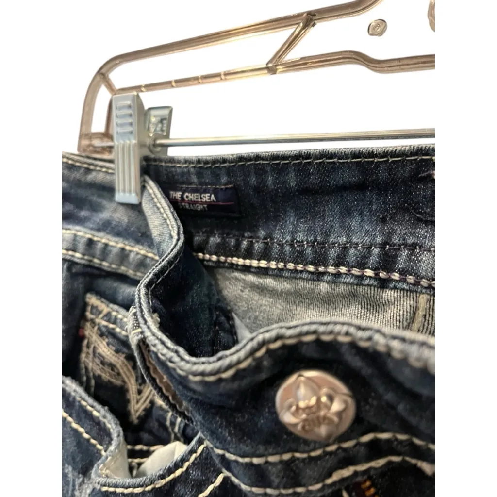 Miss Me The Chelsea Straight Leg Embroidered Embellished Blue Jeans Size 4 Denim - Image 8