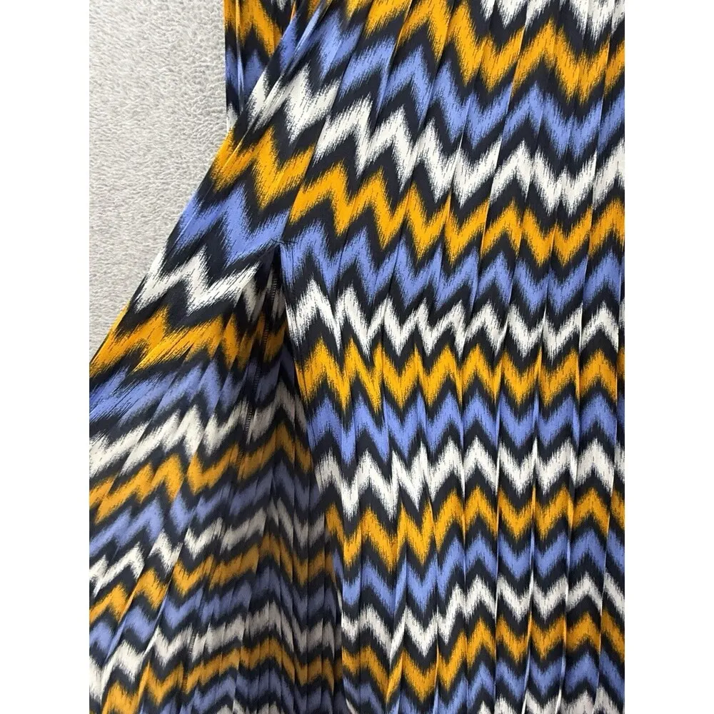 MK Michael Kors Women's Maxi Skirt Striped Pleated Size Large Chevron - Image 14