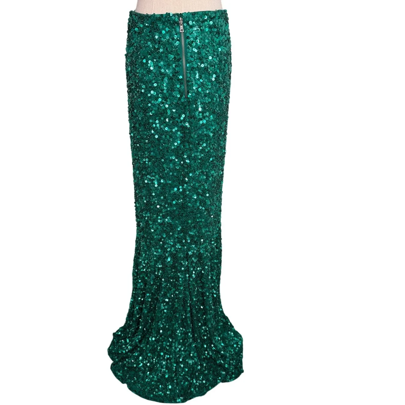 Alice + Olivia Charity Sequin Gown Skirt long maxi emerald green Size 6 - Image 8