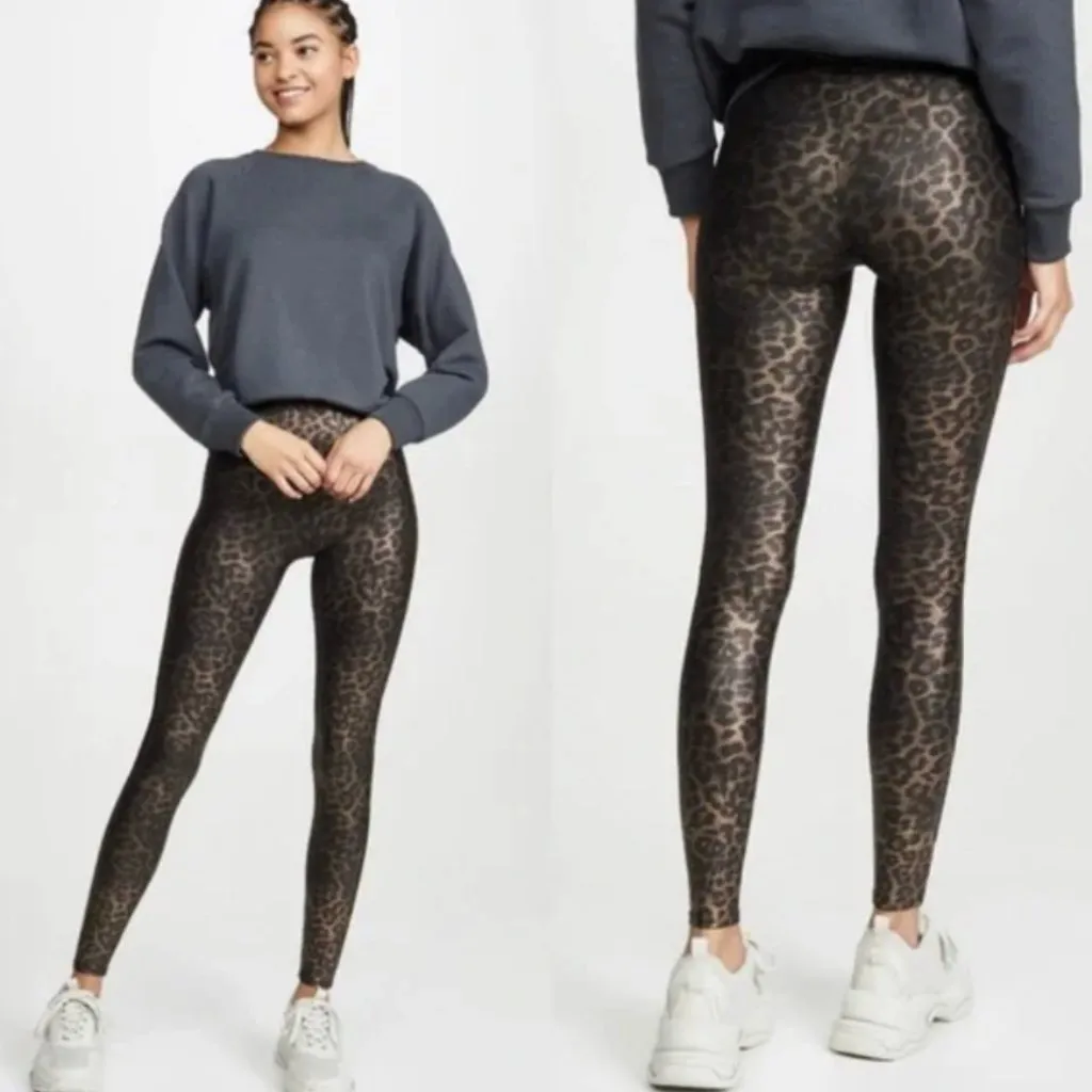 SPANX Faux Leather Animal Print Leggings in Leopard Shine- XS - Image 3