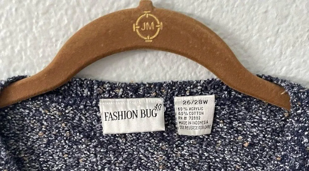 Vintage Heather Blue & Tan Cozy Sweater Oversized Size 26 - Image 2