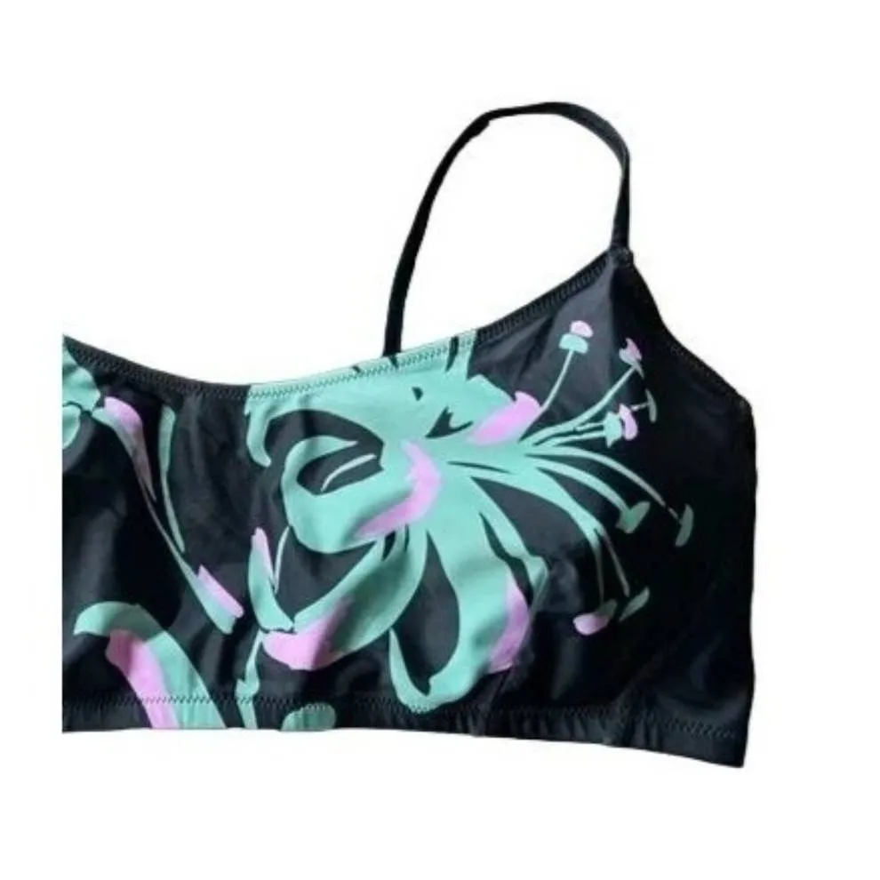 NWT Tanya Taylor Tropical Kaia Bikini Swim Top Adjustable Straps L Black Pink - Image 4