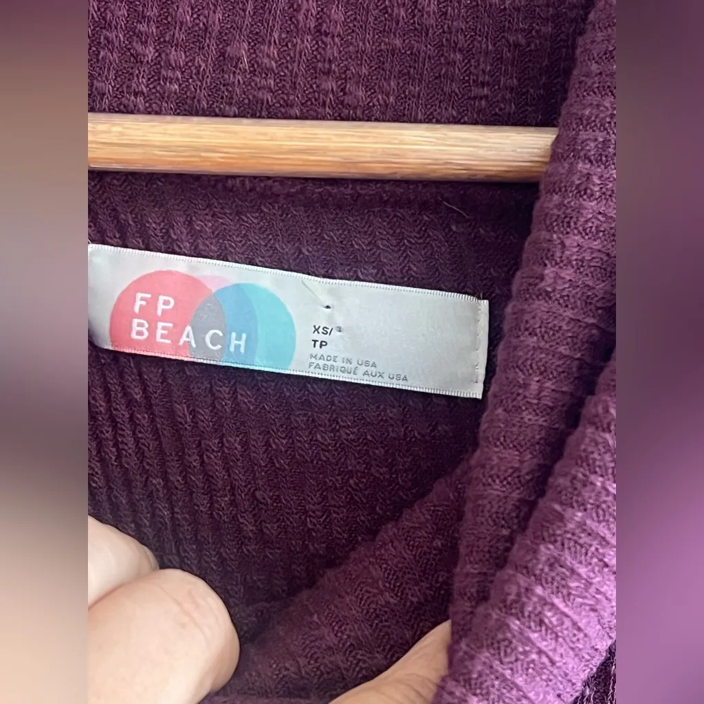 Free People Beach World Traveler Split Back Ribbed Pullover In Plum - Image 8