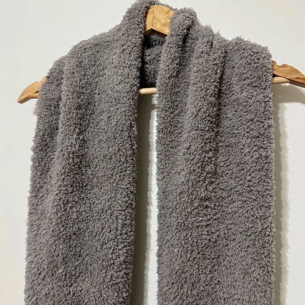 Barefoot Dreams CozyChic Scarf OS Pewter Gray Plush Knit Lounge BDWCC25288 - Image 3