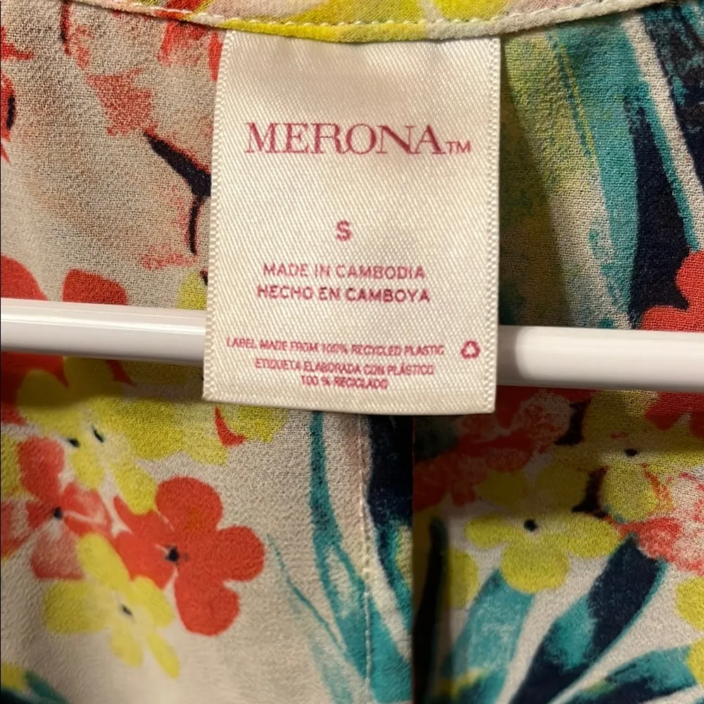 Merona Tropical Floral Swim Coverup - Teal and Yellow - Image 2